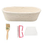 25cm Bread Proofing Basket Set Oval Natural Rattan Sourdough Proofing Basket Dough Scraper Cloth Liner Brush V1294-YM0521-3118230084111