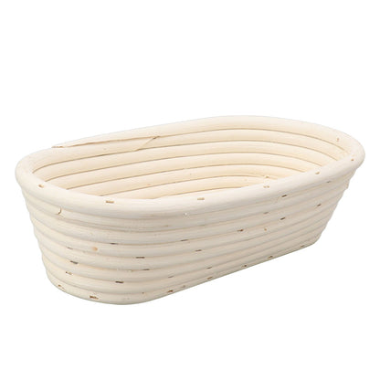 25cm Bread Proofing Basket Set Oval Natural Rattan Sourdough Proofing Basket Dough Scraper Cloth Liner Brush V1294-YM0521-3118230084111