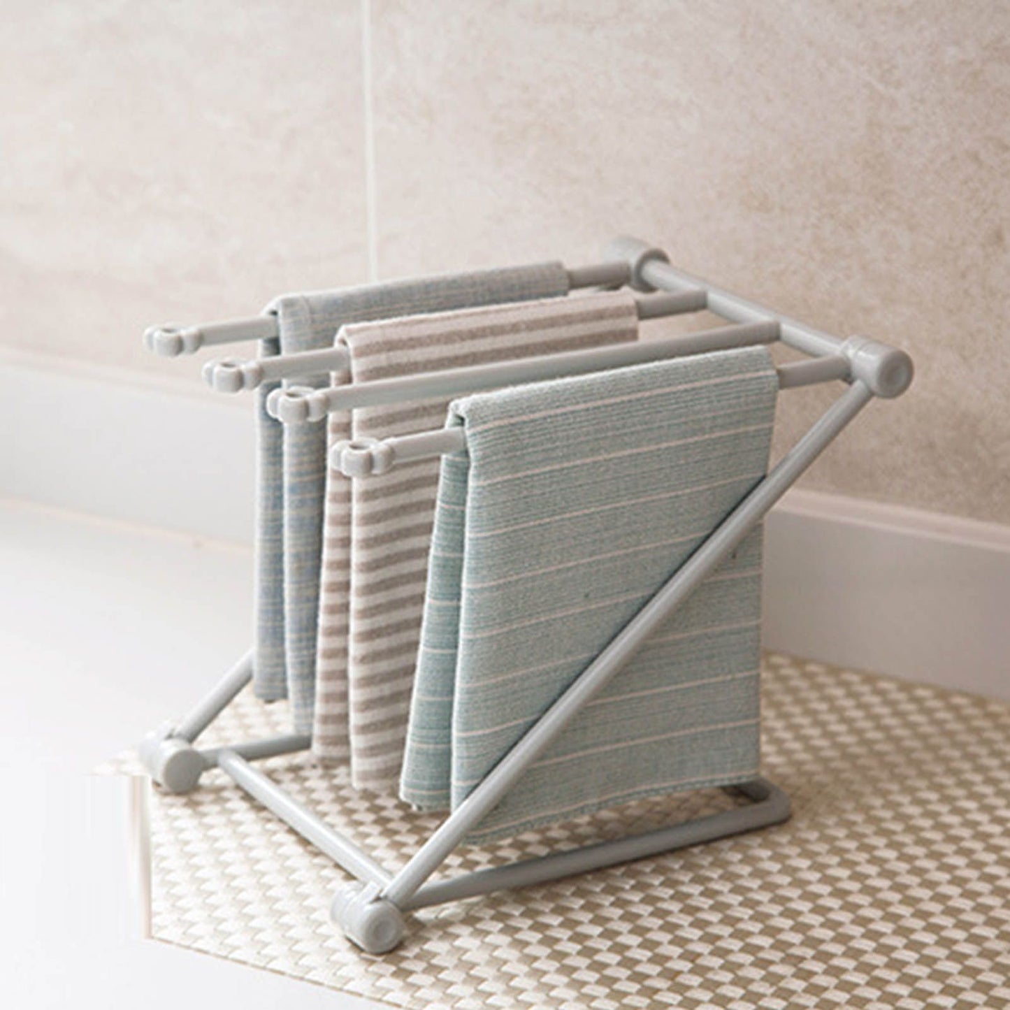 Countertop Dishcloth Drying Rack 4 Arms Folding Vertical Hand Towel Stand Dish Rag Storage Holder for Kitchen V1294-YM0521-3118230086012
