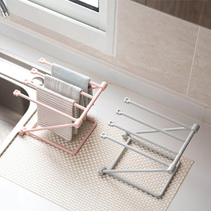 Countertop Dishcloth Drying Rack 4 Arms Folding Vertical Hand Towel Stand Dish Rag Storage Holder for Kitchen V1294-YM0521-3118230086012