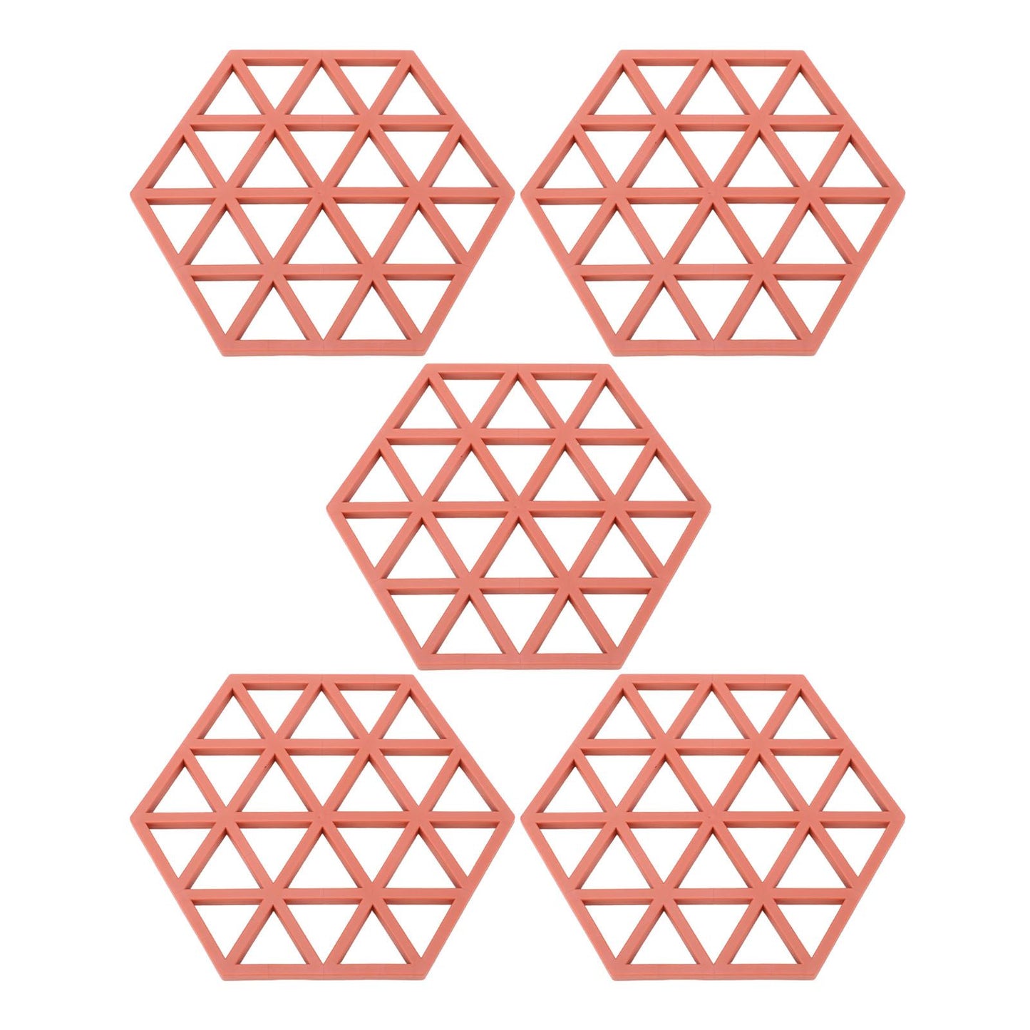 5pc Silicone Hexageon Placemat Heat Insulation Dish Cup Bowl Mat for Dining Table Red V1294-YM0521-3118230086312