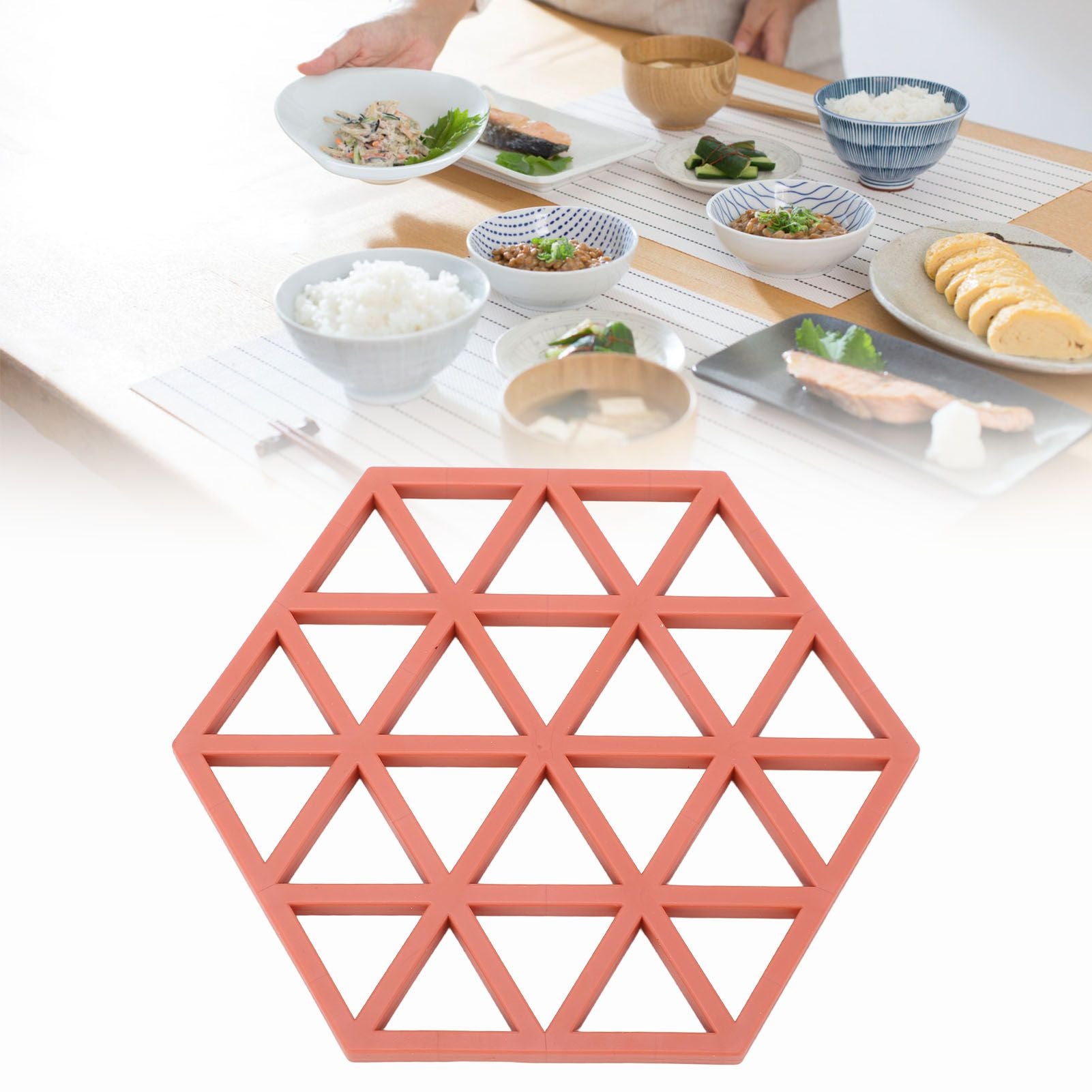 5pc Silicone Hexageon Placemat Heat Insulation Dish Cup Bowl Mat for Dining Table Red V1294-YM0521-3118230086312