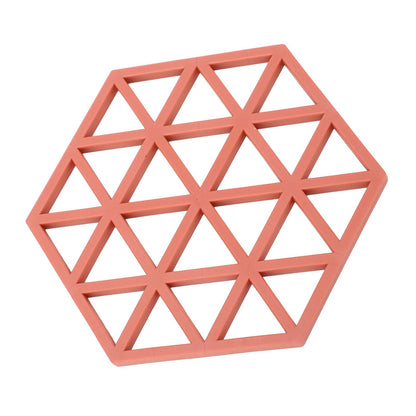 5pc Silicone Hexageon Placemat Heat Insulation Dish Cup Bowl Mat for Dining Table Red V1294-YM0521-3118230086312