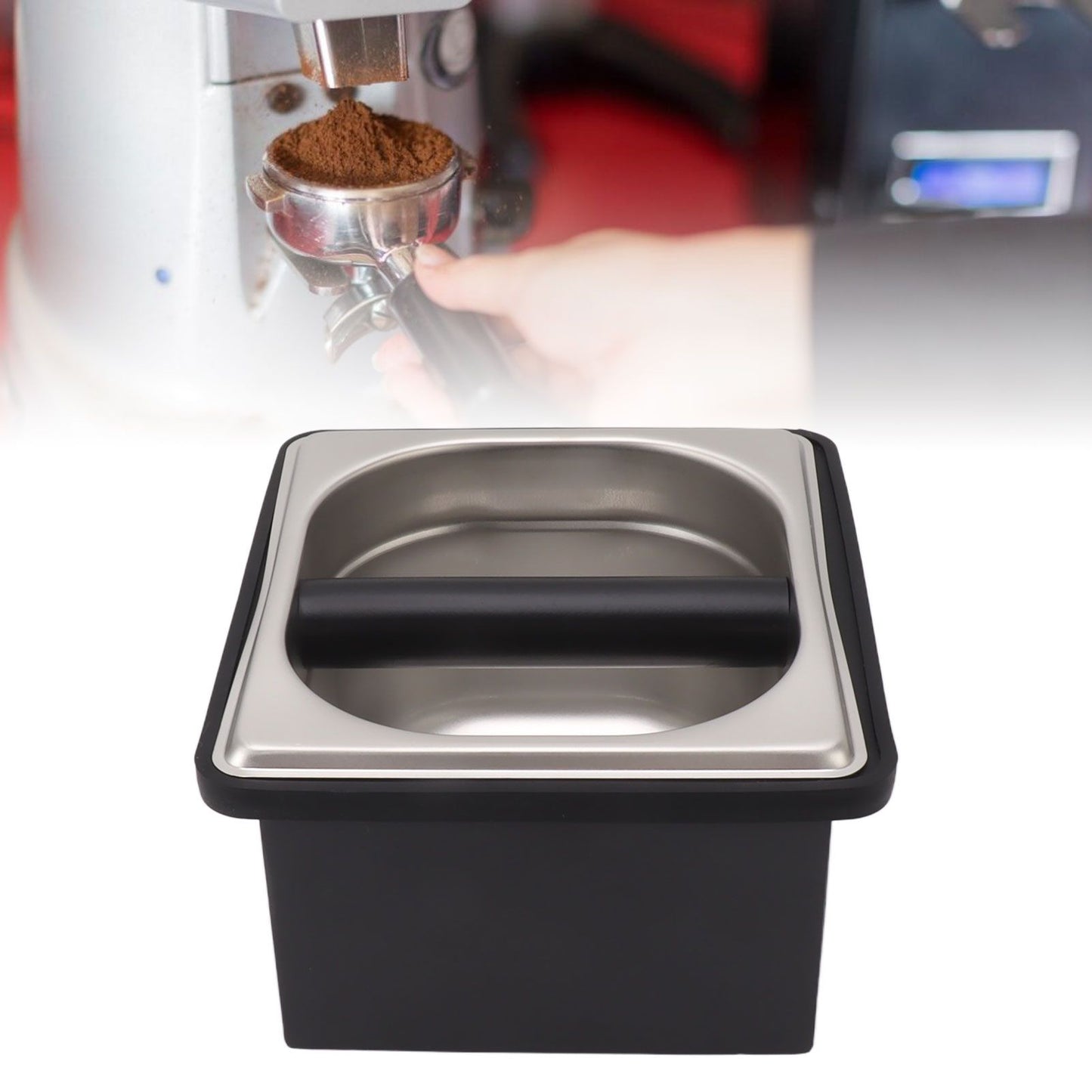 Coffee Knock Box Rubber Coffee Box with Removable Stainless Steel Ground Container for Cafe Bar S V1294-YM0521-3118230088811