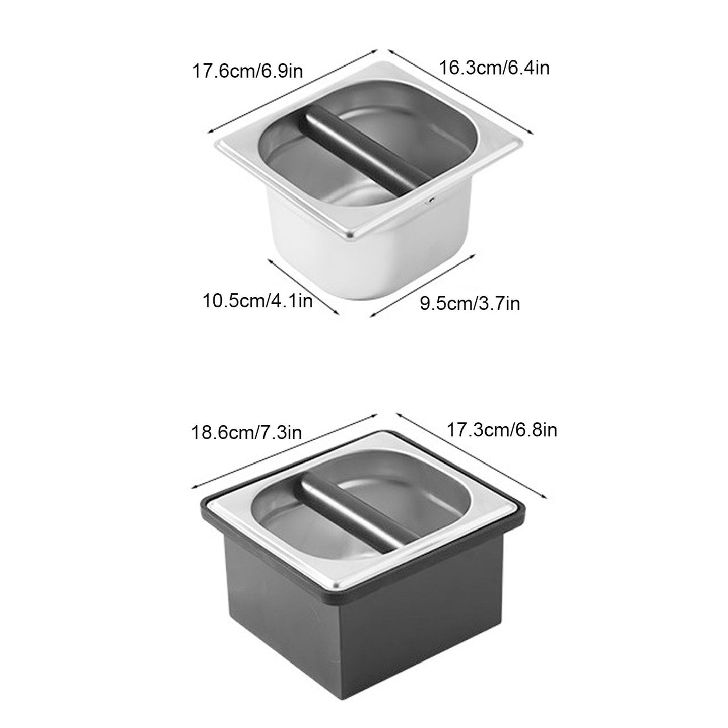 Coffee Knock Box Rubber Coffee Box with Removable Stainless Steel Ground Container for Cafe Bar S V1294-YM0521-3118230088811