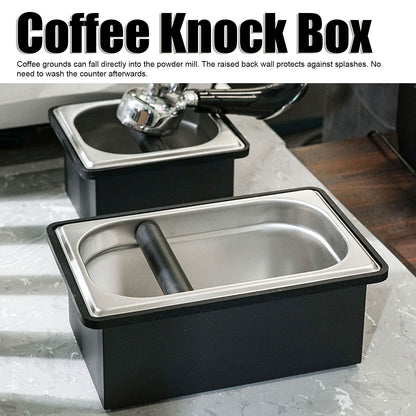 Coffee Knock Box Rubber Coffee Box with Removable Stainless Steel Ground Container for Cafe Bar S V1294-YM0521-3118230088811