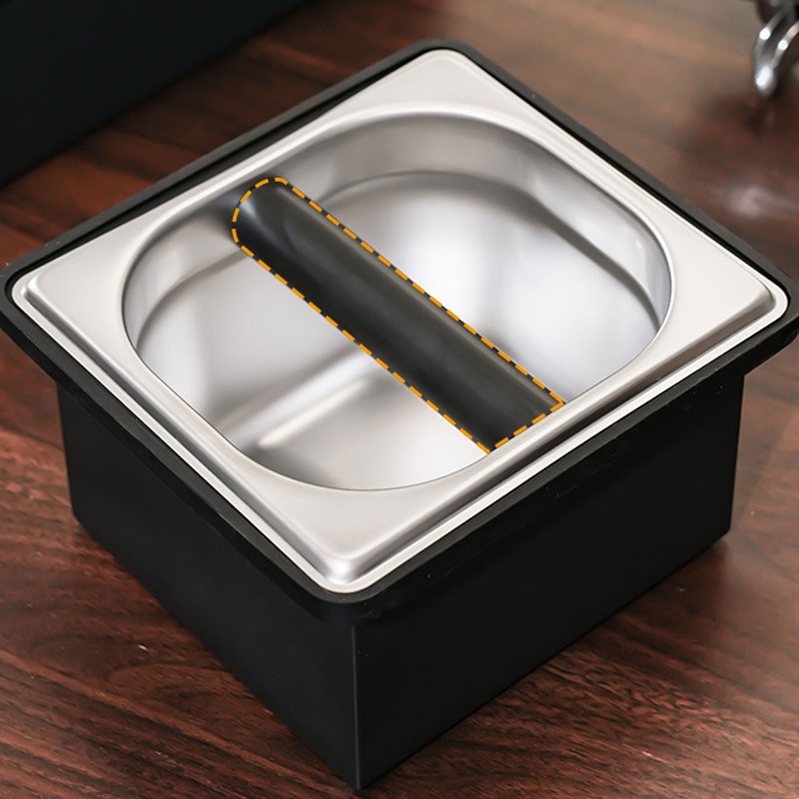 Coffee Knock Box Rubber Coffee Box with Removable Stainless Steel Ground Container for Cafe Bar S V1294-YM0521-3118230088811