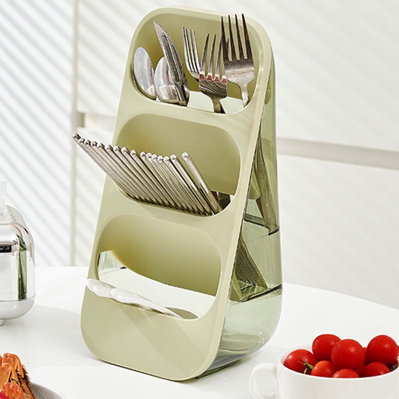 3 Layer Chopsticks Knife Storage Rack Holder Waterproof Knife Storage Drainage Bracket Container Green V1294-YM0521-3118230089913