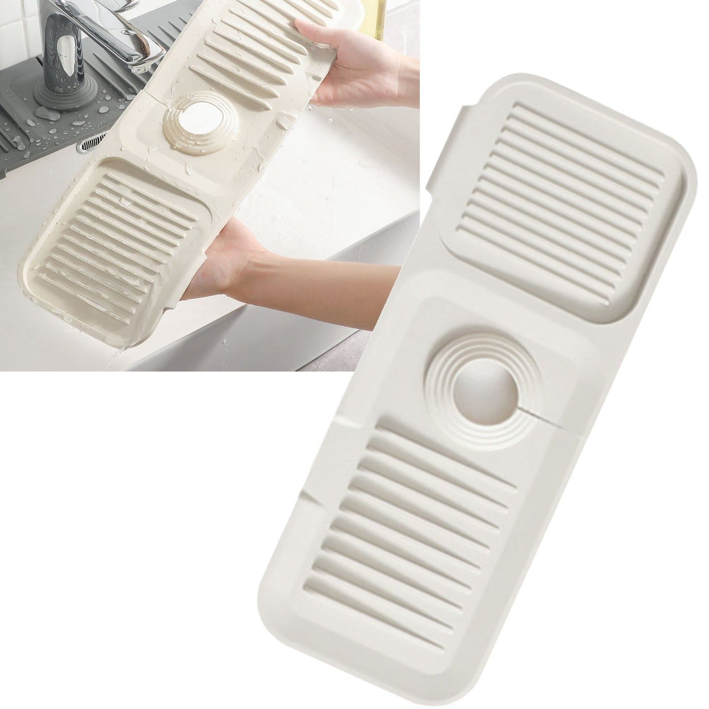 Silicone Sink Faucet Mat Foldable Thicken Soft Silicone Faucet Water Catcher Mat Sink Draining Pad for V1294-YM0521-3118230090611