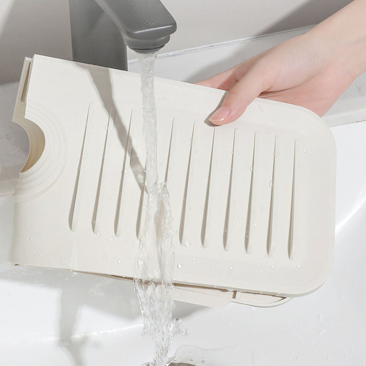 Silicone Sink Faucet Mat Foldable Thicken Soft Silicone Faucet Water Catcher Mat Sink Draining Pad for V1294-YM0521-3118230090611