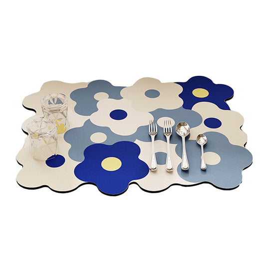 Kitchen Counter Dish Drying Mat Refreshing Cute Elegant Heat Resistant Absorbent Dishes Drain Mat Blue and V1294-YM0521-3118230091812