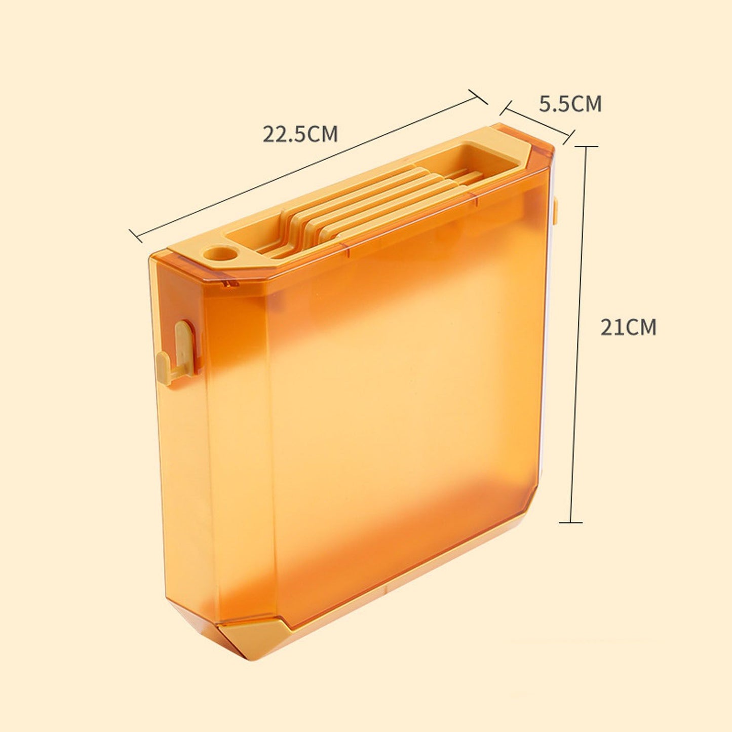 Wall Mounted Knife Holder Ultrathin Plastic Installation Box Storage Rack for Kitchen Yellow V1294-YM0521-3118230094813
