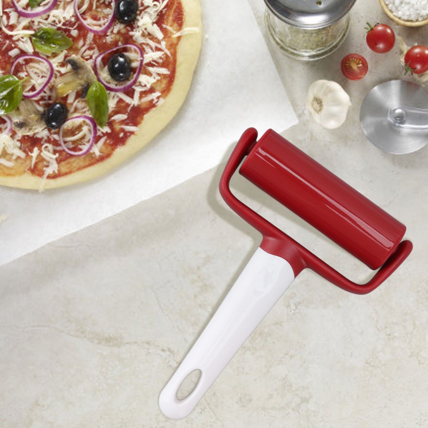 Small Rolling Pin Prevent Slip Hangable T Type Plastic Dough Roller with Handle for Pizza Pie Crust V1294-YM0521-3118230097211