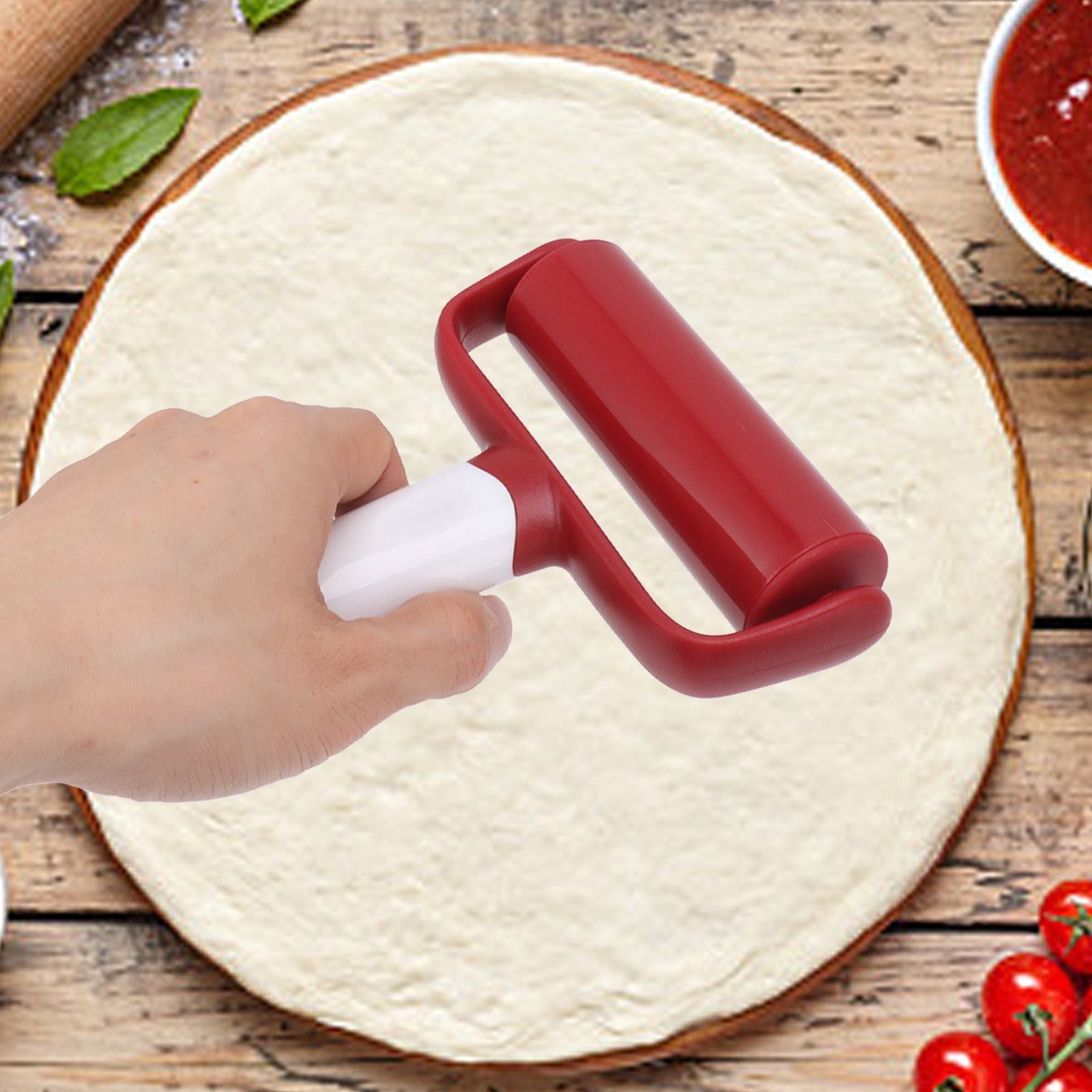 Small Rolling Pin Prevent Slip Hangable T Type Plastic Dough Roller with Handle for Pizza Pie Crust V1294-YM0521-3118230097211