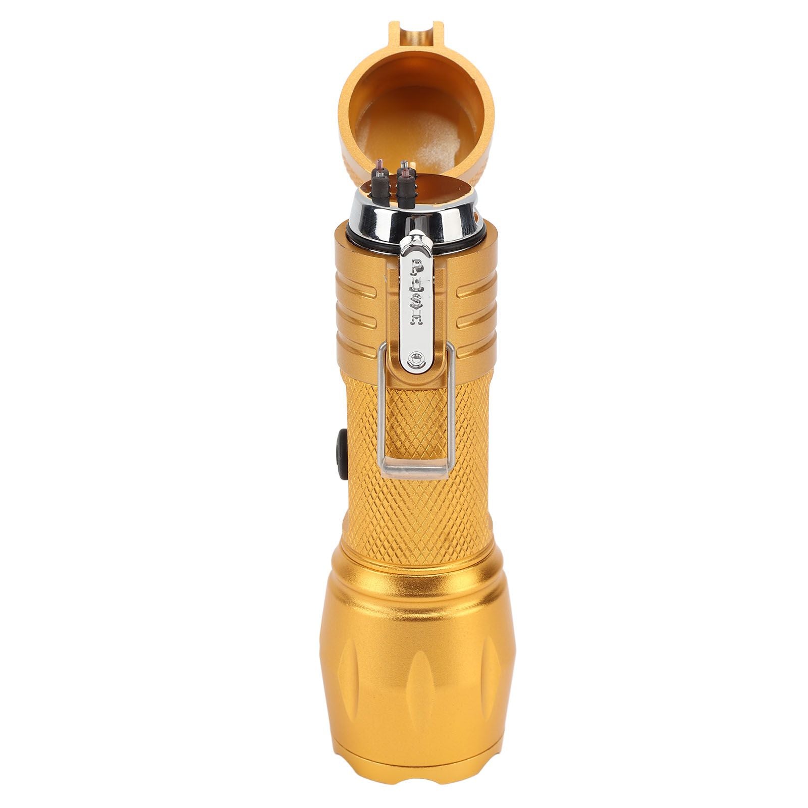 Electric Lighter Waterproof Windproof Aluminum Alloy Portable Lighter with Flashlight 3.7v Gold V1294-YM0521-3119220176313