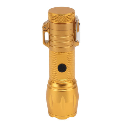 Electric Lighter Waterproof Windproof Aluminum Alloy Portable Lighter with Flashlight 3.7v Gold V1294-YM0521-3119220176313