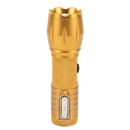 Electric Lighter Waterproof Windproof Aluminum Alloy Portable Lighter with Flashlight 3.7v Gold V1294-YM0521-3119220176313