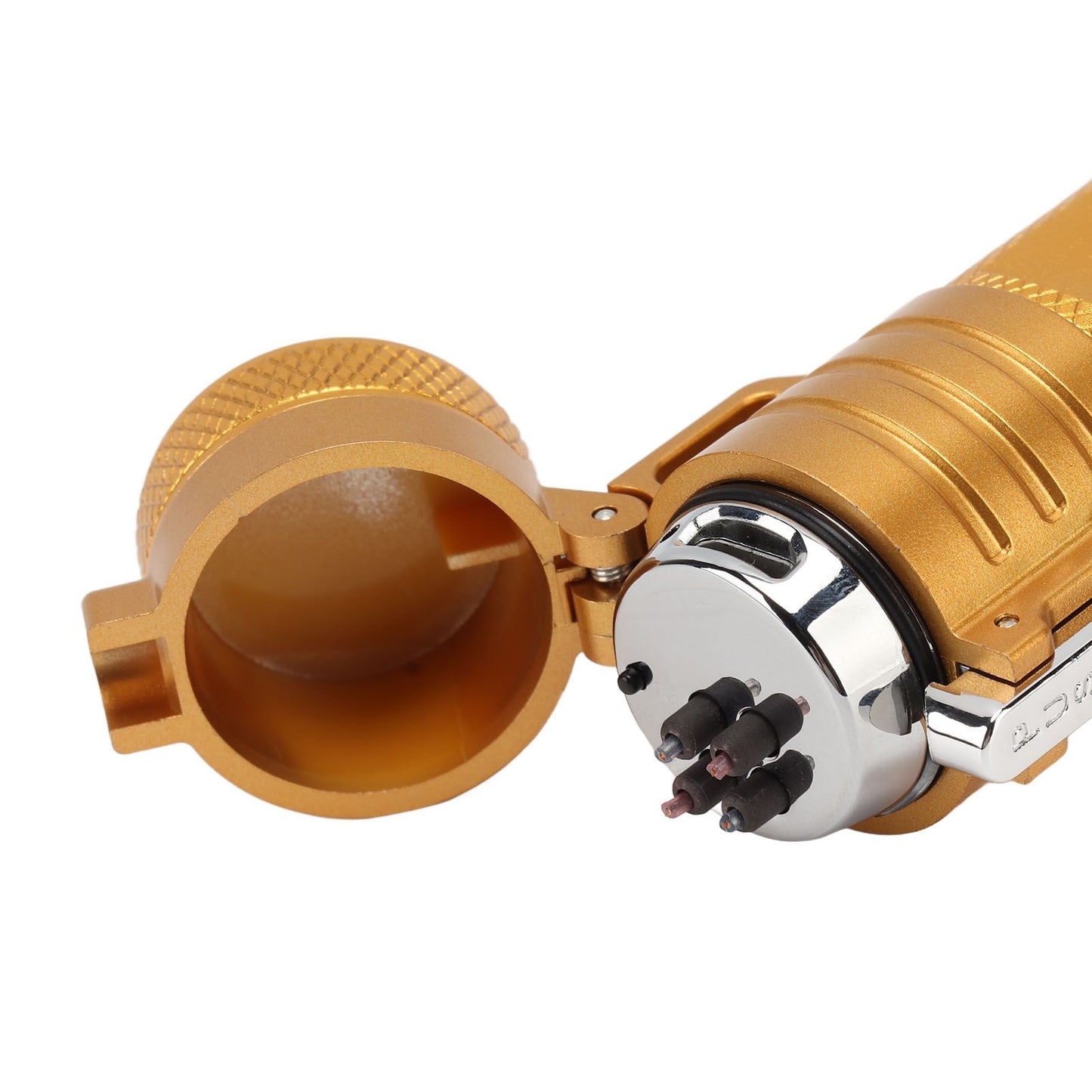 Electric Lighter Waterproof Windproof Aluminum Alloy Portable Lighter with Flashlight 3.7v Gold V1294-YM0521-3119220176313