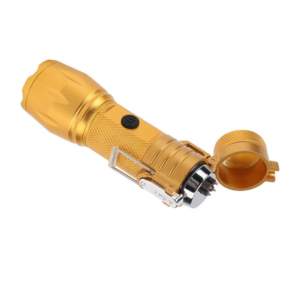Electric Lighter Waterproof Windproof Aluminum Alloy Portable Lighter with Flashlight 3.7v Gold V1294-YM0521-3119220176313