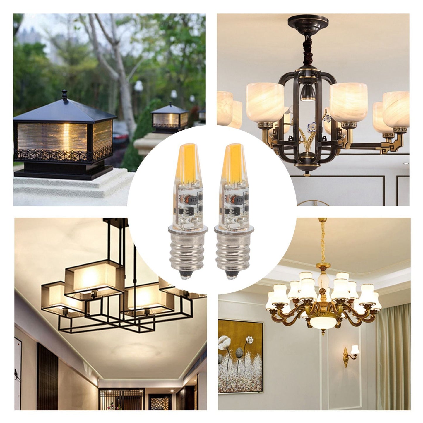 2pcs 2W 12V E12 LED Bulb Energy Saving Power Saving Candelabra Bulb Warm Light Light Bulb V1294-YM0521-3119220181111