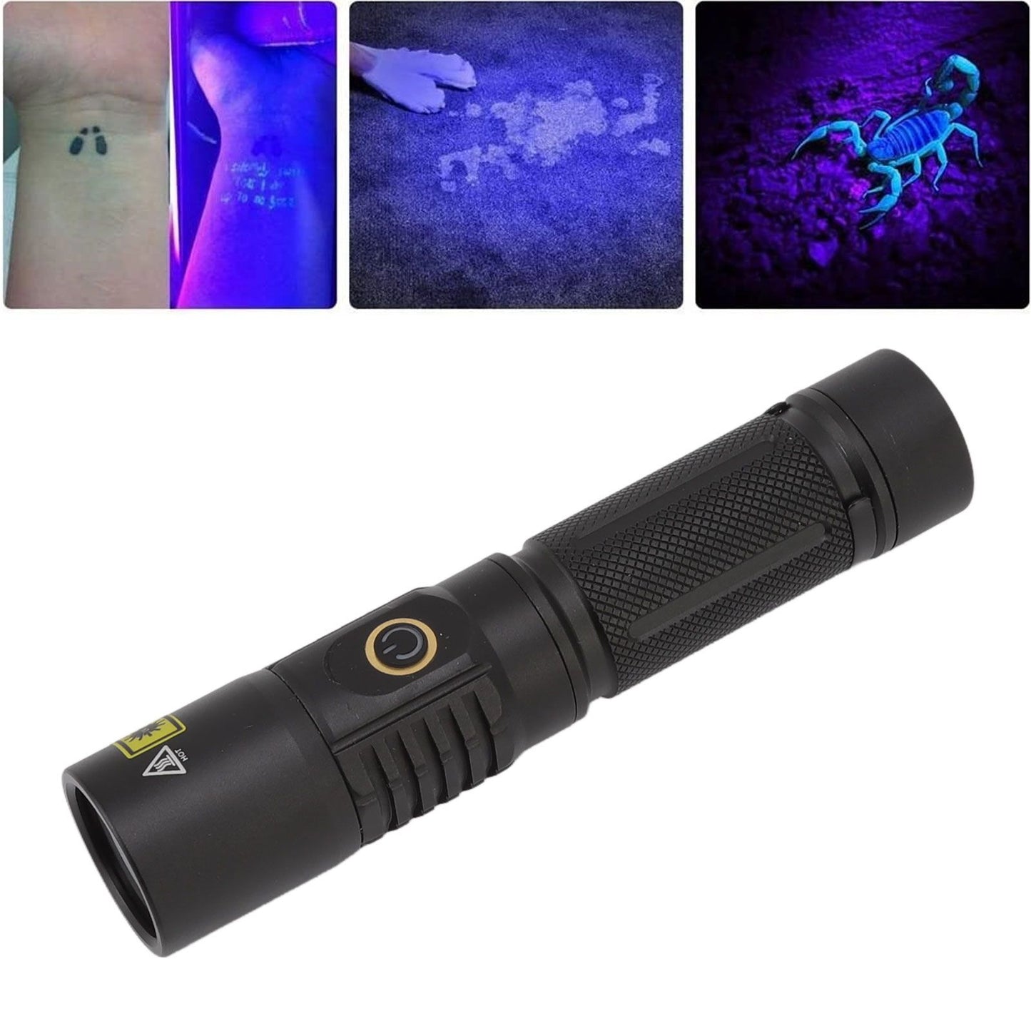 Portable 365nm UV Flashlight LED Black Light Torch for Pet Urine Detection Mineral Resin Solidified Scorpion V1294-YM0521-3119220183111