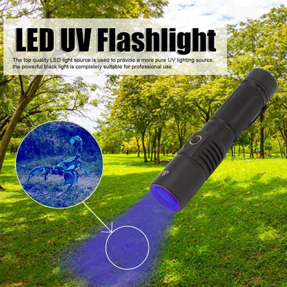 Portable 365nm UV Flashlight LED Black Light Torch for Pet Urine Detection Mineral Resin Solidified Scorpion V1294-YM0521-3119220183111