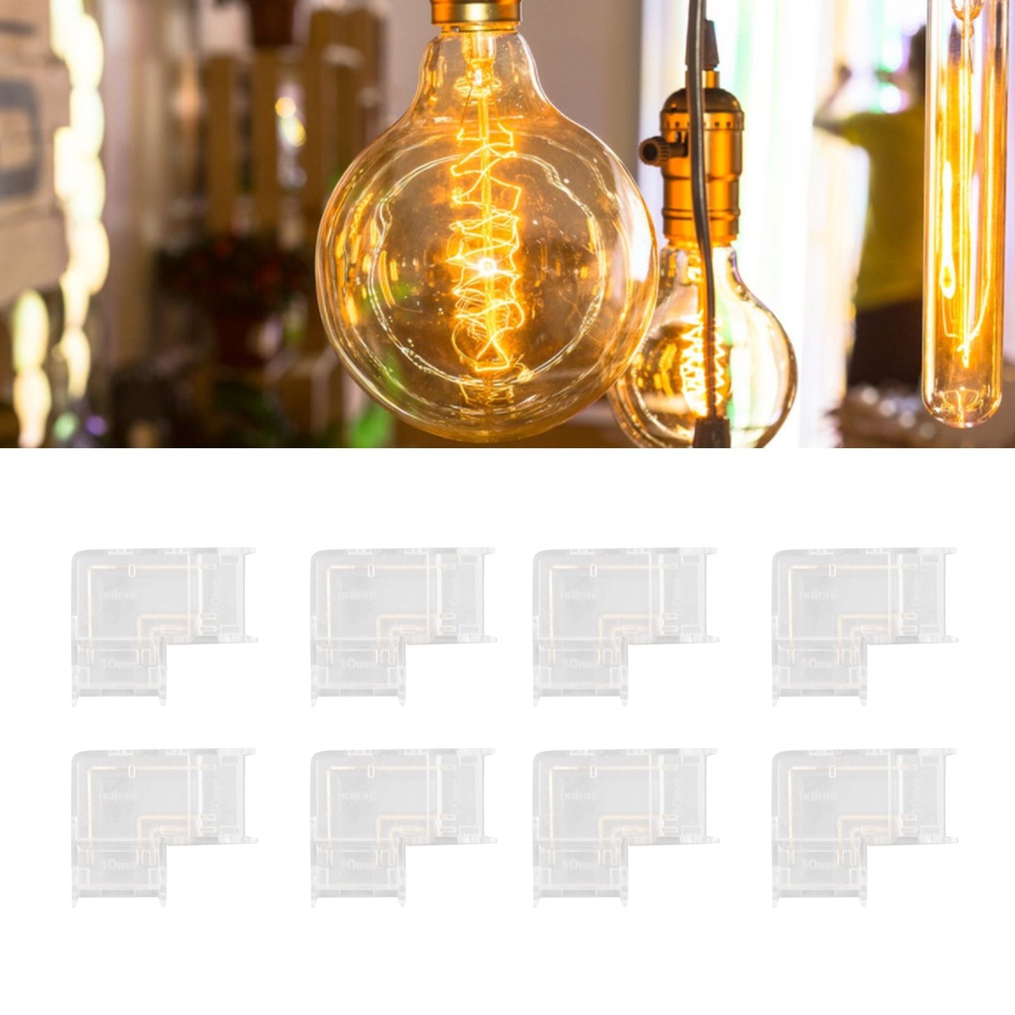 8pcs LED Strip Light Connector Professional Transparent 3Pin L Shaped COB Connector for COB LED Strip Light V1294-YM0521-3119220185011