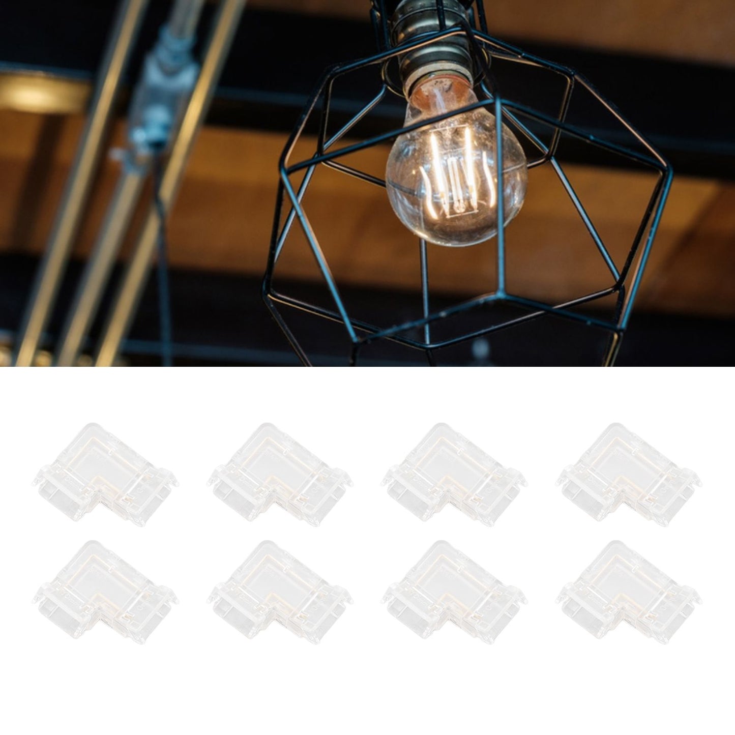 8pcs LED Strip Light Connector Professional Transparent 3Pin L Shaped COB Connector for COB LED Strip Light V1294-YM0521-3119220185011