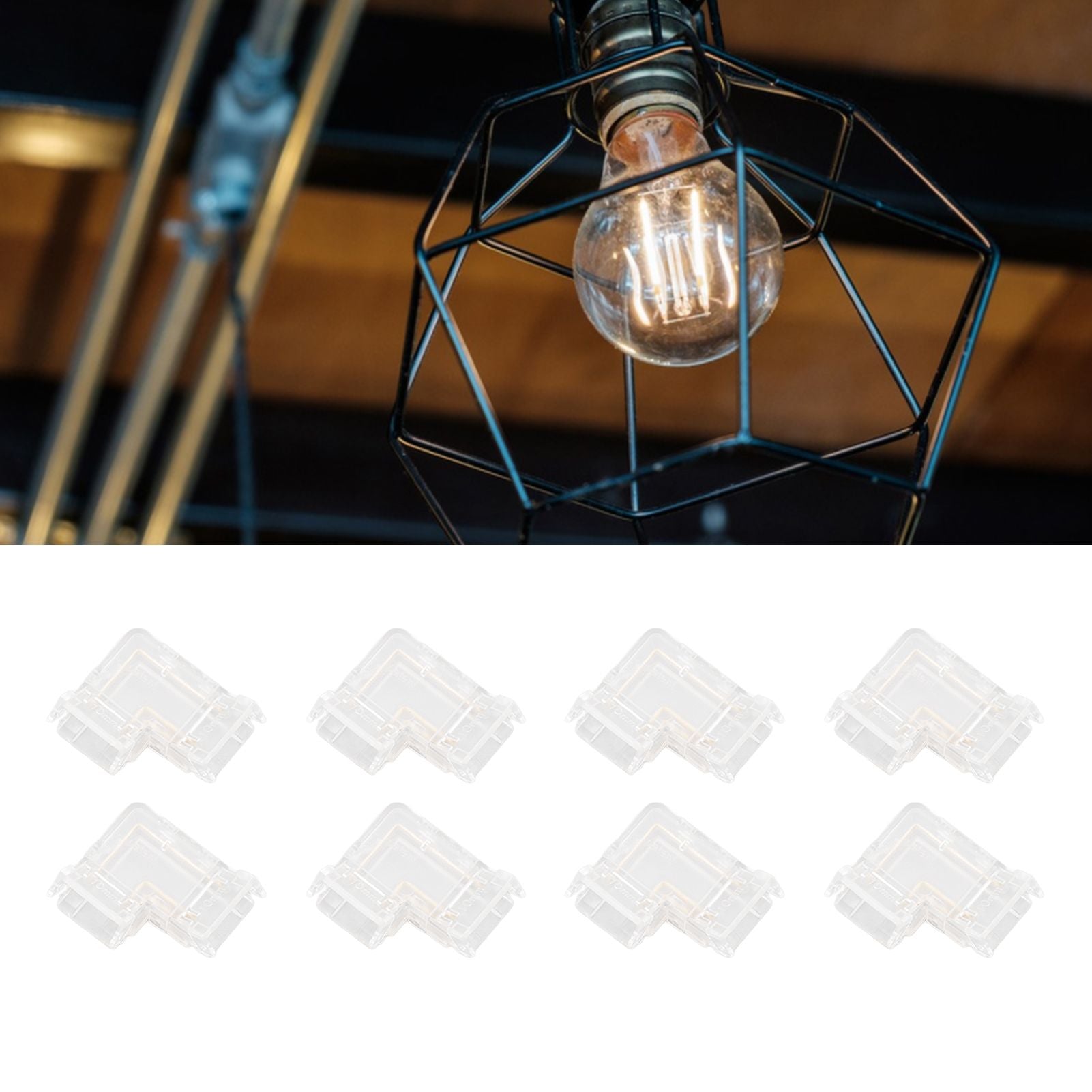 8pcs LED Strip Light Connector Professional Transparent 3Pin L Shaped COB Connector for COB LED Strip Light V1294-YM0521-3119220185011