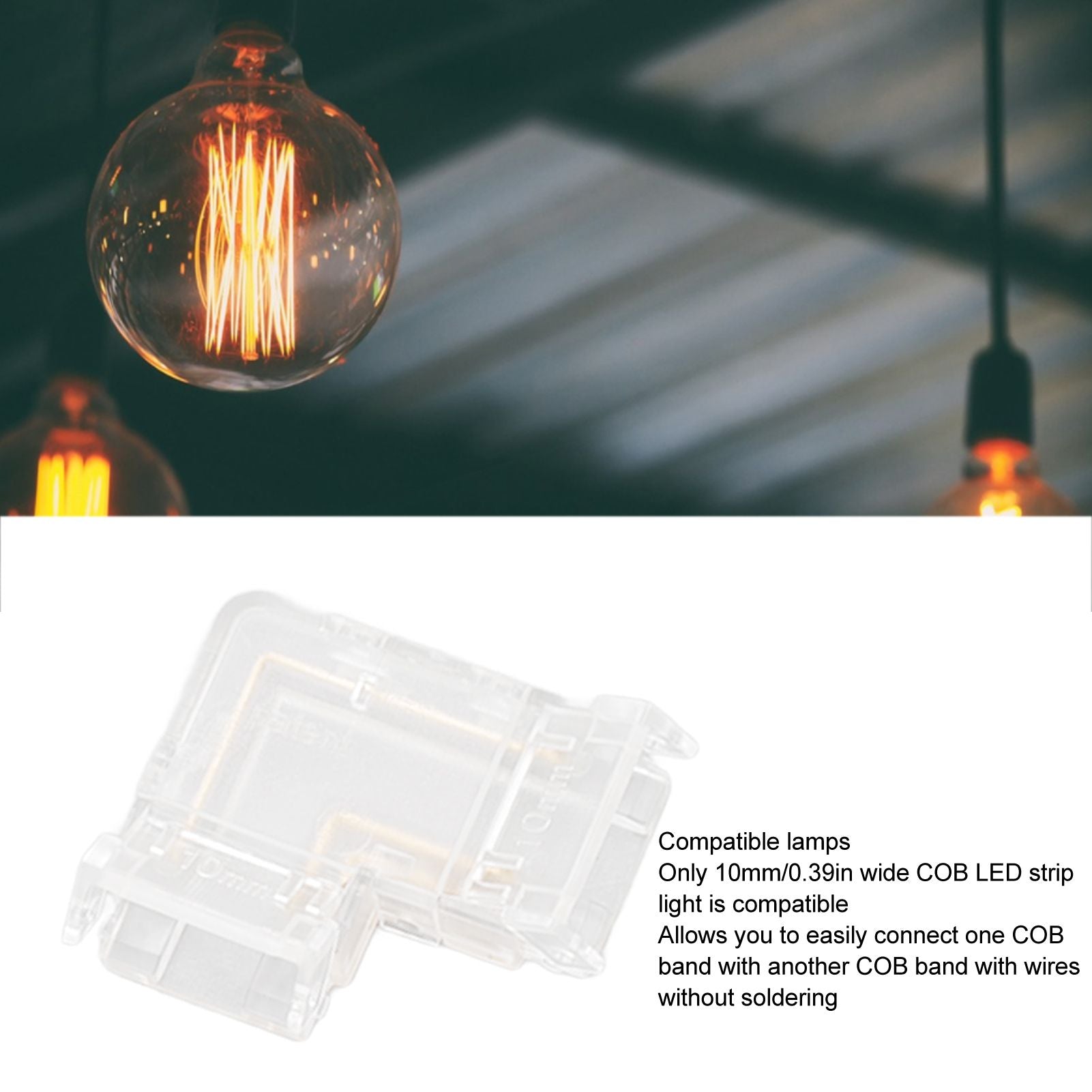 8pcs LED Strip Light Connector Professional Transparent 3Pin L Shaped COB Connector for COB LED Strip Light V1294-YM0521-3119220185011