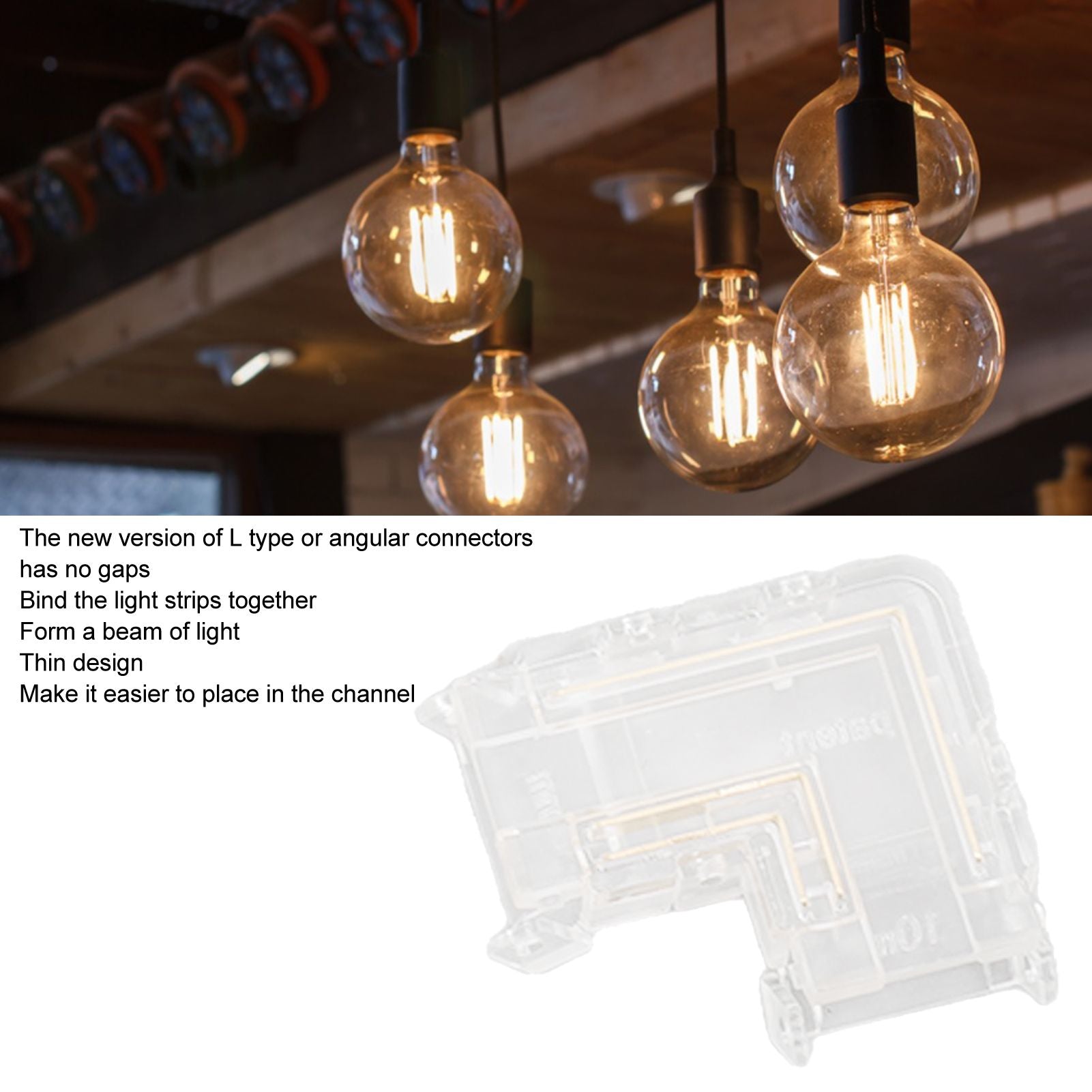 8pcs LED Strip Light Connector Professional Transparent 3Pin L Shaped COB Connector for COB LED Strip Light V1294-YM0521-3119220185011