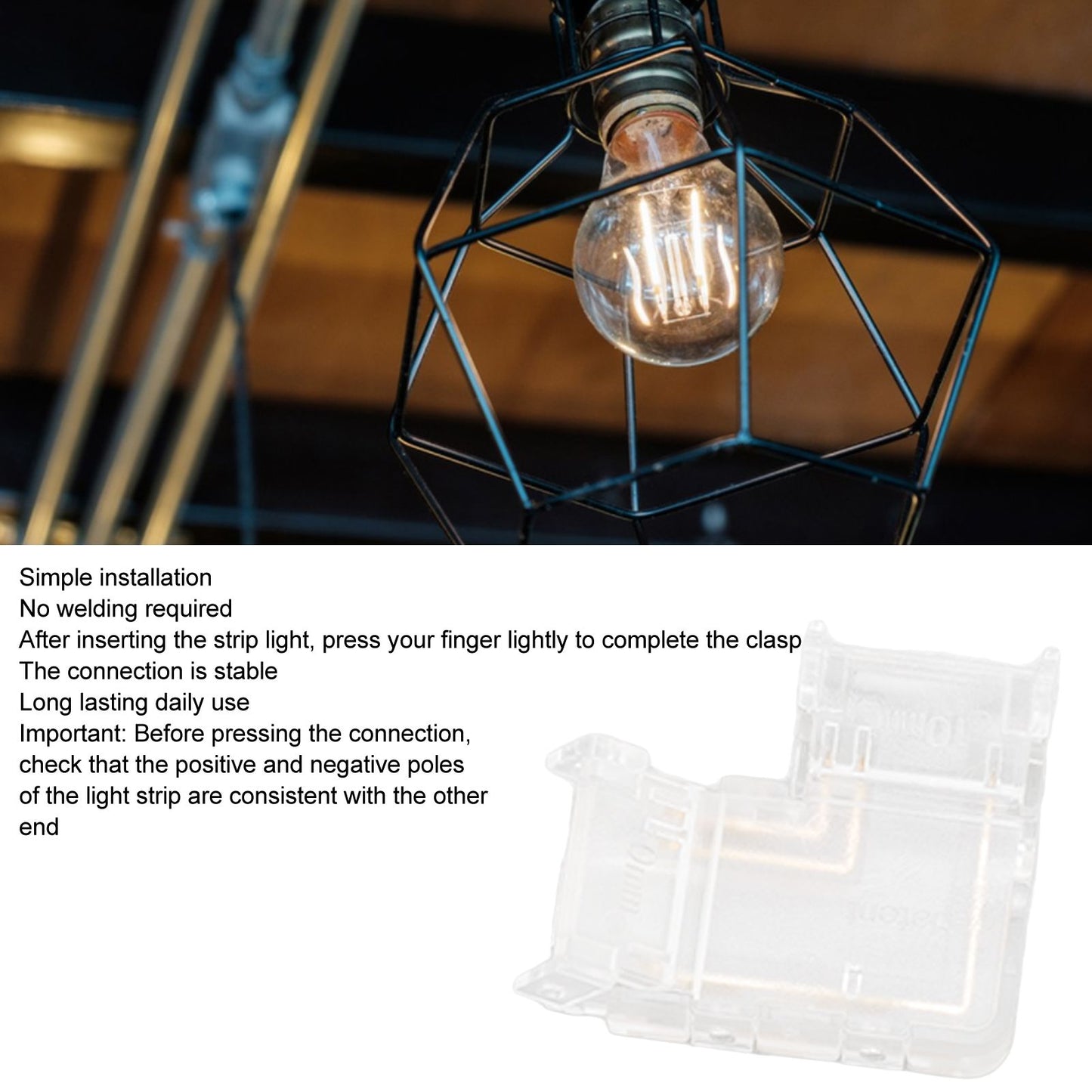8pcs LED Strip Light Connector Professional Transparent 3Pin L Shaped COB Connector for COB LED Strip Light V1294-YM0521-3119220185011