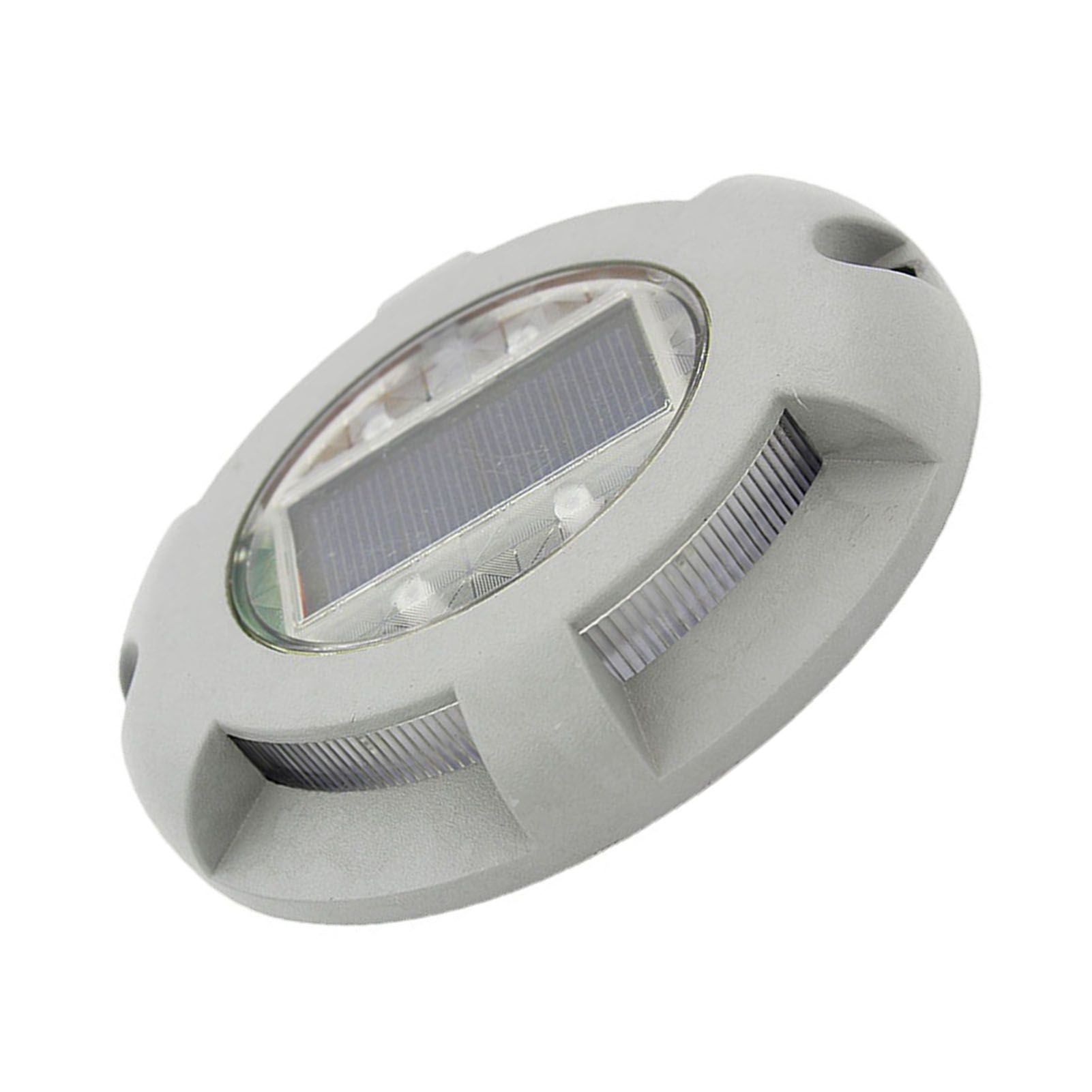 Solar Step Light IP65 Waterproof Round Aluminum Alloy Outdoor LED Stair Lamp for Deck Courtyard Pathway Warm V1294-YM0521-3119220186812