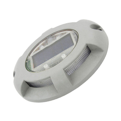 Solar Step Light IP65 Waterproof Round Aluminum Alloy Outdoor LED Stair Lamp for Deck Courtyard Pathway Warm V1294-YM0521-3119220186812
