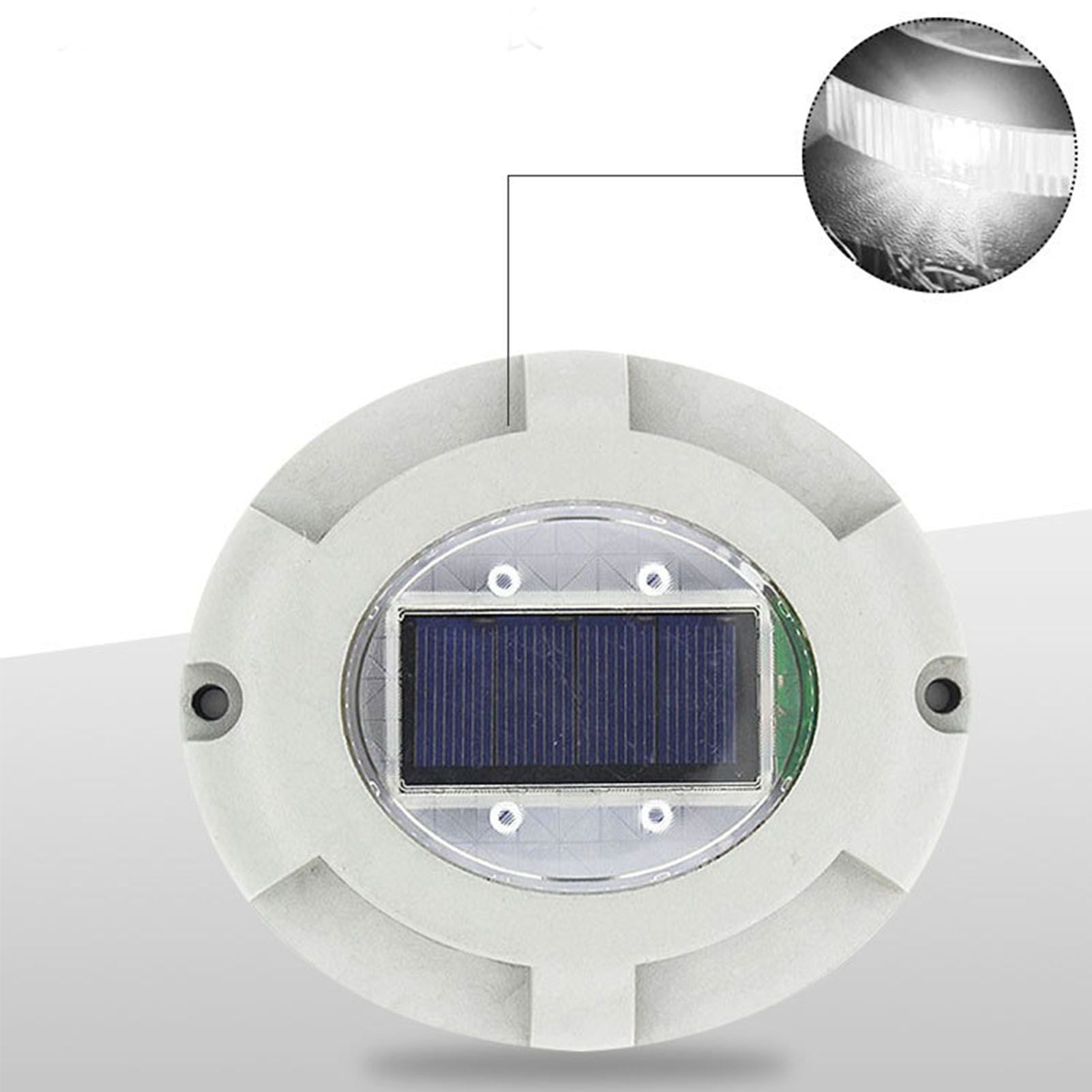 Solar Step Light IP65 Waterproof Round Aluminum Alloy Outdoor LED Stair Lamp for Deck Courtyard Pathway Warm V1294-YM0521-3119220186812