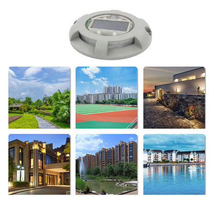 Solar Step Light IP65 Waterproof Round Aluminum Alloy Outdoor LED Stair Lamp for Deck Courtyard Pathway Warm V1294-YM0521-3119220186812