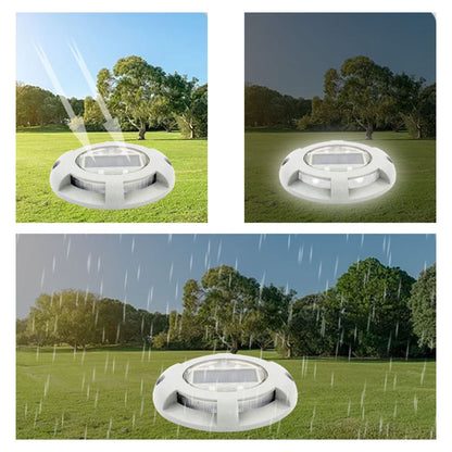 Solar Step Light IP65 Waterproof Round Aluminum Alloy Outdoor LED Stair Lamp for Deck Courtyard Pathway Warm V1294-YM0521-3119220186812