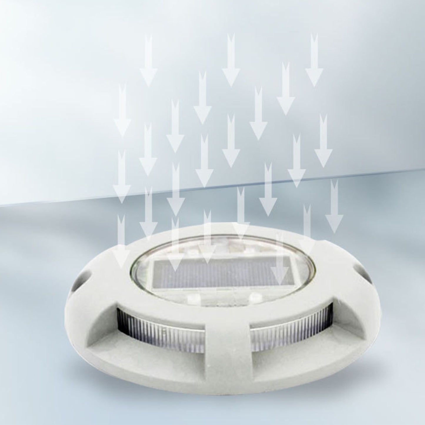 Solar Step Light IP65 Waterproof Round Aluminum Alloy Outdoor LED Stair Lamp for Deck Courtyard Pathway Warm V1294-YM0521-3119220186812