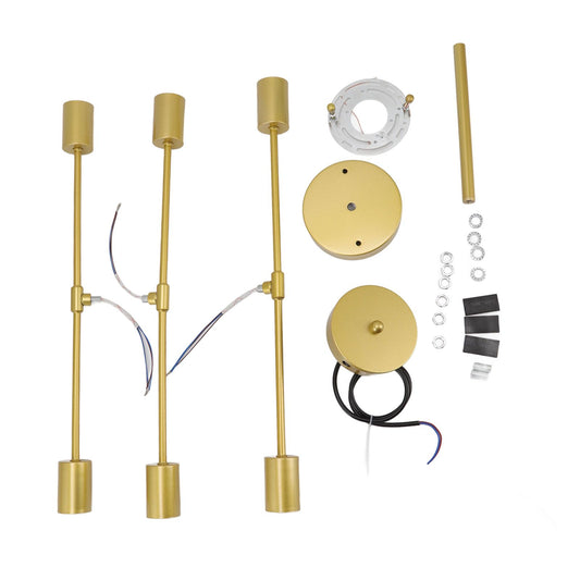 Retro Industrial 6 Light Semi Flush Mount Ceiling Light Fixture Modern Sputnik Chandelier for Art Restaurant V1294-YM0521-3119220189311