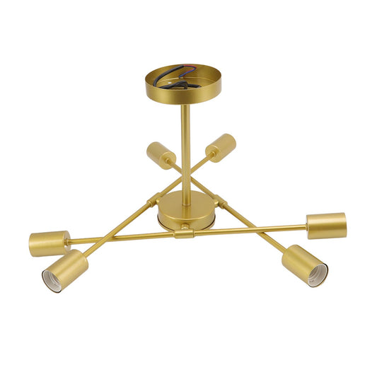 Retro Industrial 6 Light Semi Flush Mount Ceiling Light Fixture Modern Sputnik Chandelier for Art Restaurant V1294-YM0521-3119220189311