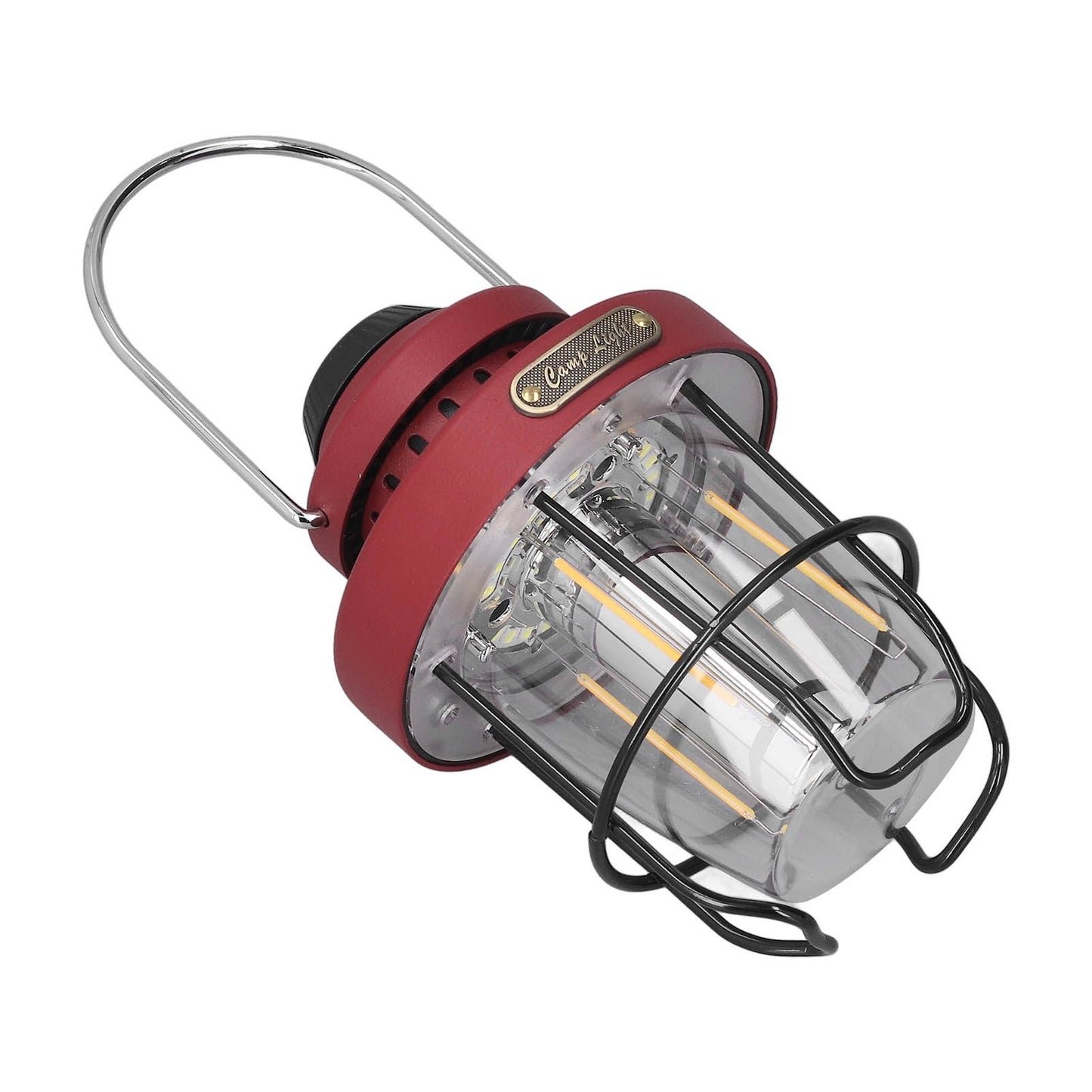 Camping Lantern Retro USB Charging 3 Light Modes IPX4 Waterproof Camping Lights for Outdoor Red V1294-YM0521-3119220192711