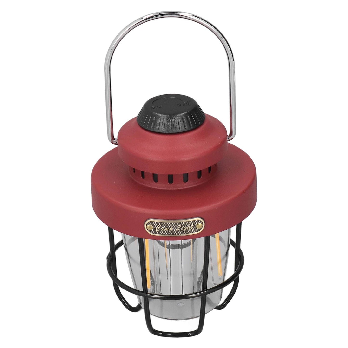 Camping Lantern Retro USB Charging 3 Light Modes IPX4 Waterproof Camping Lights for Outdoor Red V1294-YM0521-3119220192711