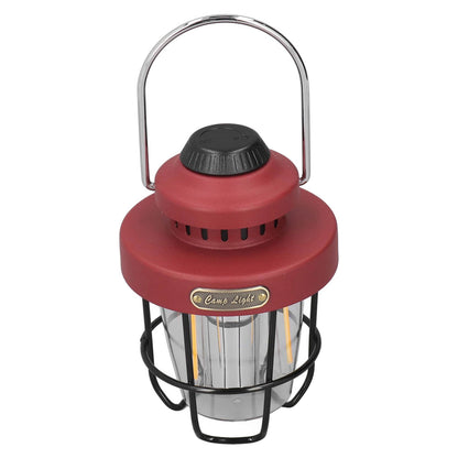 Camping Lantern Retro USB Charging 3 Light Modes IPX4 Waterproof Camping Lights for Outdoor Red V1294-YM0521-3119220192711