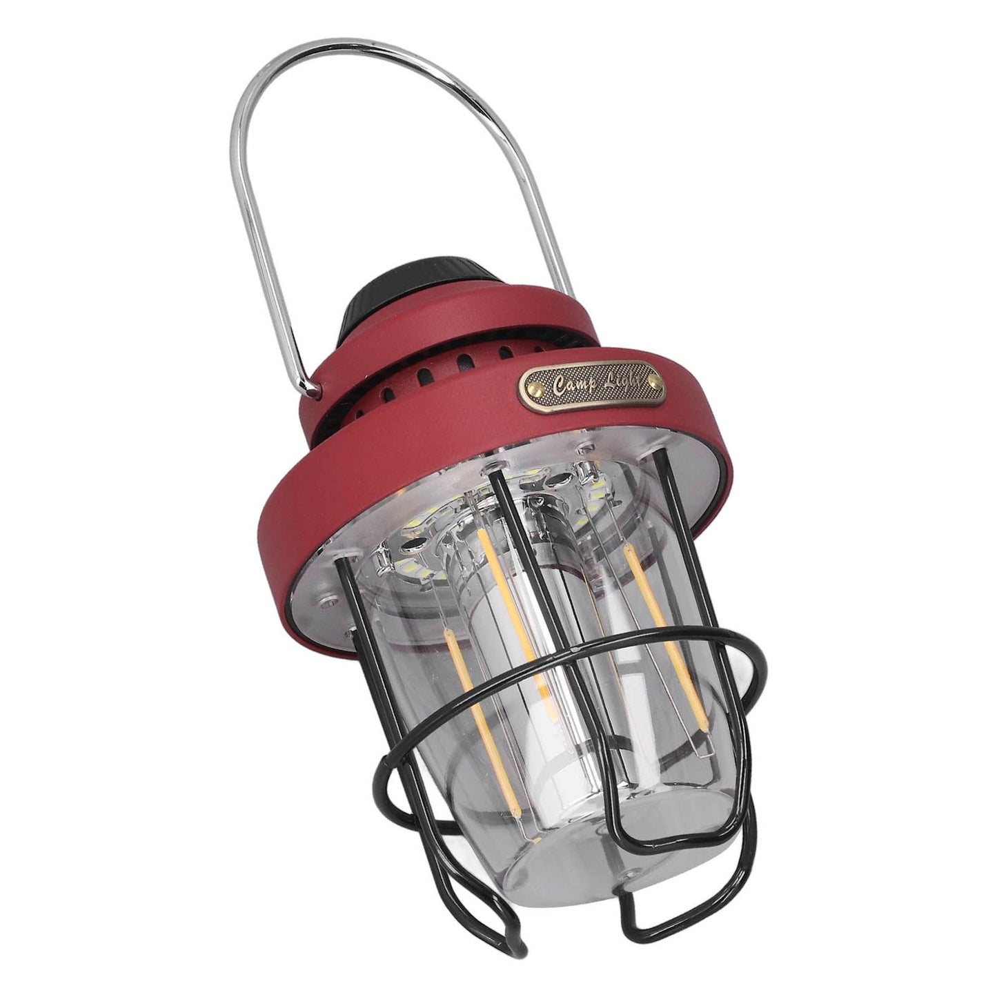Camping Lantern Retro USB Charging 3 Light Modes IPX4 Waterproof Camping Lights for Outdoor Red V1294-YM0521-3119220192711