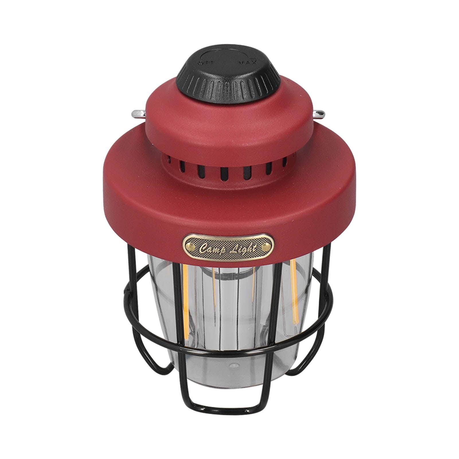 Camping Lantern Retro USB Charging 3 Light Modes IPX4 Waterproof Camping Lights for Outdoor Red V1294-YM0521-3119220192711