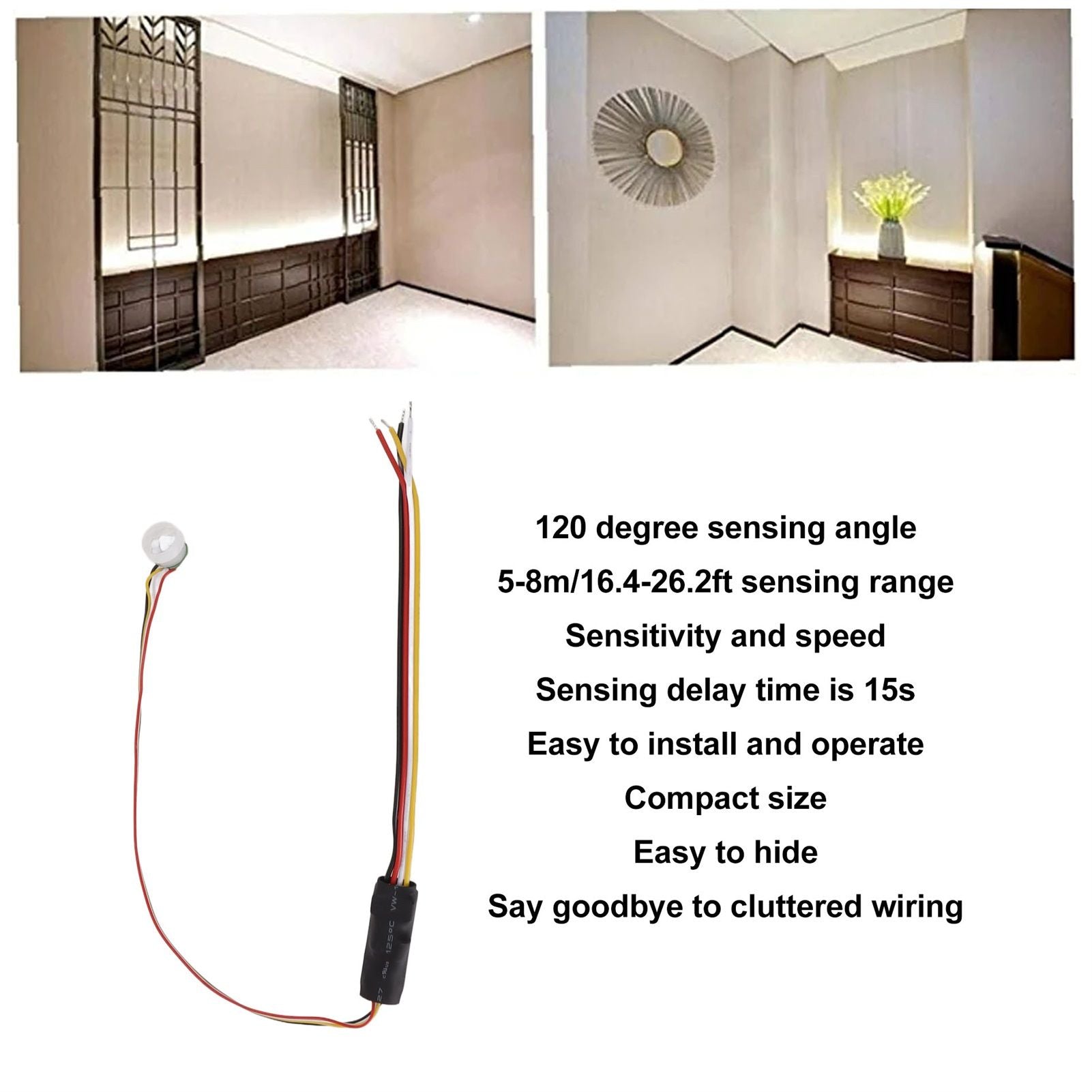 PIR Motion Sensor Smart Detection 120 Degree Sensing Angles Mini Infrared Sensor Detector for LED Lights V1294-YM0521-3119230000811