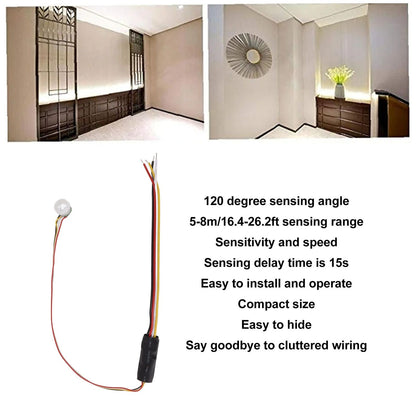 PIR Motion Sensor Smart Detection 120 Degree Sensing Angles Mini Infrared Sensor Detector for LED Lights V1294-YM0521-3119230000811