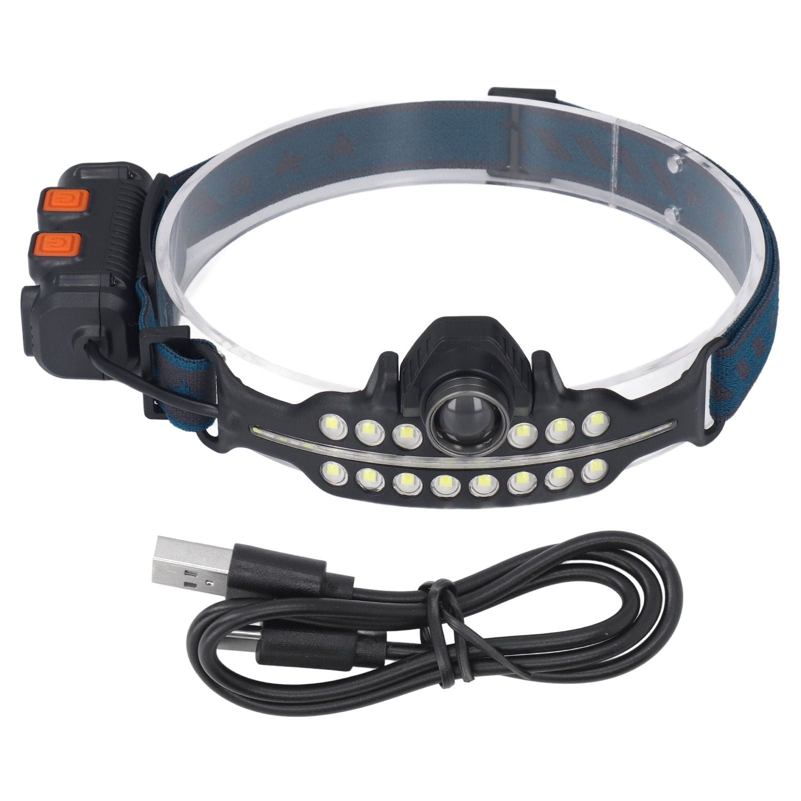 LED Headlamp Induction Type C Charging Red LED Warning Adjustable Head Flashlight for Work Camping V1294-YM0521-3119230003511