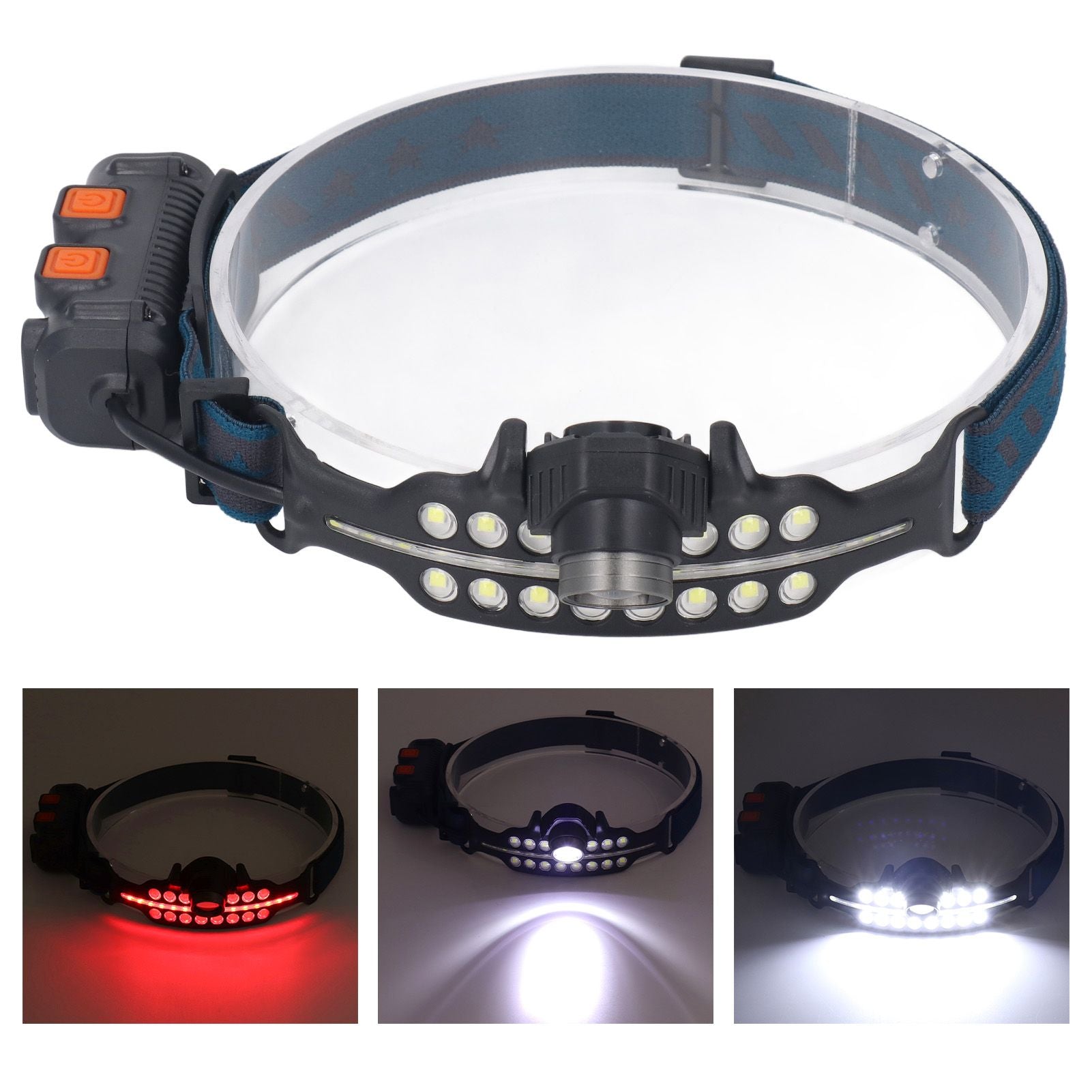 LED Headlamp Induction Type C Charging Red LED Warning Adjustable Head Flashlight for Work Camping V1294-YM0521-3119230003511