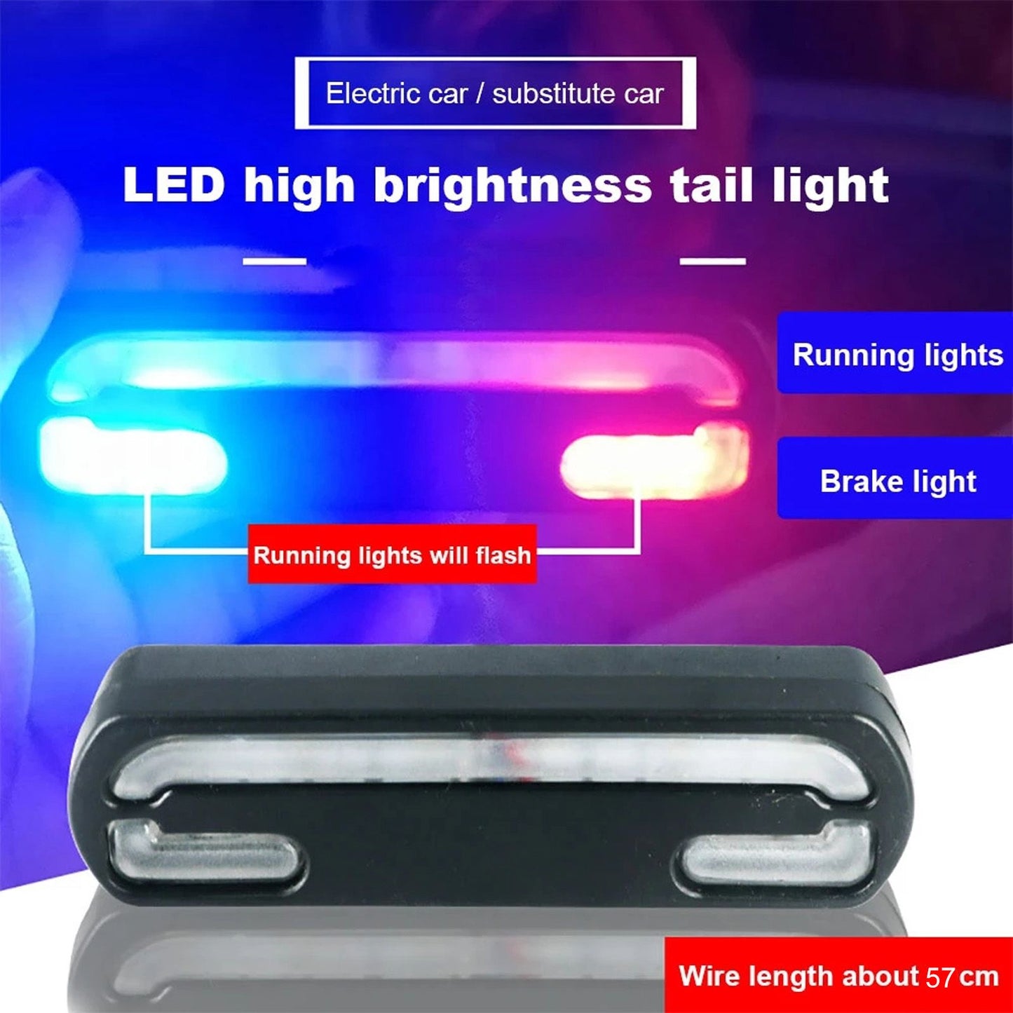 Electric Bike Taillight LED ABS Night Tail Light Brake Signal Light 36-60V for Riding V1294-YM0521-3119230006311